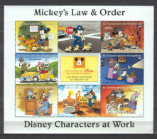 Disney St Vincent Gr 1996 Mickey's Law & Order Sheetlet MNH - Disney