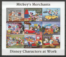 Disney St Vincent Gr 1996 Mickey's Merchants Sheetlet (WITHOUT LABEL) MNH - Disney