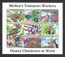 Disney St Vincent Gr 1996 Mickey's Transport Workers Sheetlet (WITHOUT LABEL) MNH - Disney