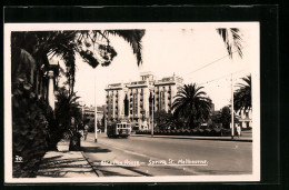 AK Melbourne, Alcaston House, Spring Street, Strassenbahn  - Tramways