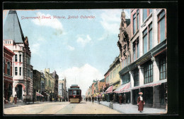 AK Victoria, British Columbia, Government Street, Strassenbahn  - Strassenbahnen