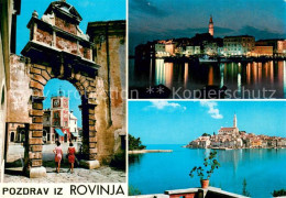 73620874 Rovinj Rovigno Istrien Tor Nachtaufnahme Panorama  - Croatia