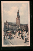 AK Hamburg, Rathaus, Strassenbahn  - Strassenbahnen