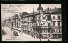 AK Karlsruhe, Strassenbahn An Der Ecke Kaiser-und Herrenstrasse  - Strassenbahnen