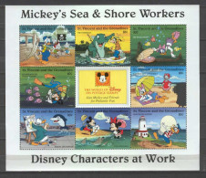 Disney St Vincent Gr 1996 Mickey's Sea & Shore Workers Sheetlet MNH - Disney