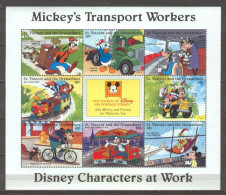 Disney St Vincent Gr 1996 Mickey's Transport Workers Sheetlet MNH - Disney