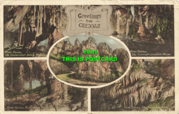 R594236 Greetings From Cheddar. Wind Rock. Cox Caves. A General View. F. Frith. - World