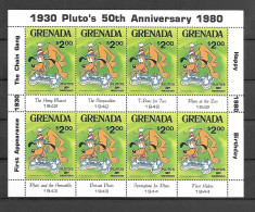 Disney Set Grenada 1981 50th Anniversary Of Pluto Sheetlet Of 8 MNH - Disney