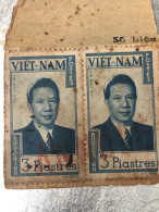 SOUTH VIETNAM Stamps(KING BAO DAI 3 PIATRES 1951-Piles Of Letters ANNULE  2 STAMPS)-vyre Rare - Viêt-Nam