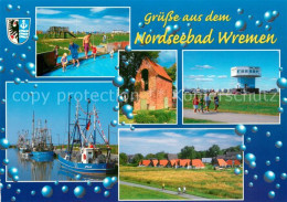 73619916 Wremen Strand Fischkutter Aussichtsturm Bungalows Wremen - Other & Unclassified