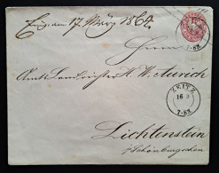 Preussen 1864, Umschlag ZEITZ Nach Lichtenstein - Postwaardestukken