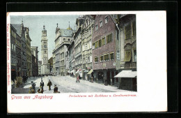 AK Augsburg, Perlachturm Mit Rathaus Und Carolinenstrasse  - Augsburg