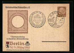 Präge-AK Ganzsache: Berlin, 5. Reichsbundestag & 46. Deutscher Philatelistentag 1940, Wappen  - Francobolli (rappresentazioni)