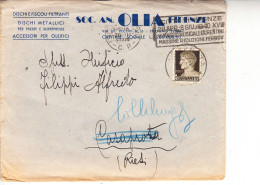 ITALIA 1940 - Lettera Da  Società Discografica "OLIA .- Firenze" A Casaprota (Rieti) - Marcophilia