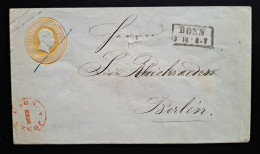 Preussen, Umschlag BONN Nach Berlin, 3 Sgr. - Postal  Stationery