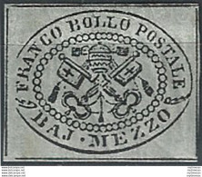 1852 Pontificio 1/2 Baj Grigio Azzurro MNH Sassone N. 1a - Papal States