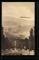 AK Baden-Baden, Zeppelin über Dem Oberen Teil Der Merkurbergbahn  - Dirigibili
