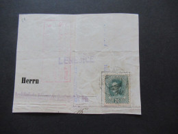 Österreich 1918 Nr.222 EF Auf Briefstück Violetter Stempel Lenesice / Frachtbrief ? Inhalt / Wirkliches Rohgewicht - Cartas & Documentos