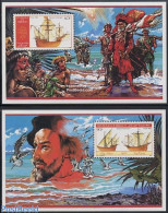 Djibouti 1986 Columbus, Historical Ships 2 S/s, Mint NH, History - Transport - Explorers - Ships And Boats - Exploradores