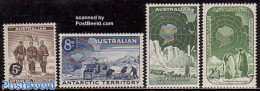 Australian Antarctic Territory 1959 Definitives 4v, Mint NH, History - Nature - Science - Explorers - Birds - Dogs - P.. - Explorers