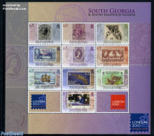 South Georgia / Falklands Dep. 2010 London 2010 10v M/s, Mint NH, Nature - Transport - Various - Birds - Ducks - Sea M.. - Stamps On Stamps