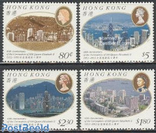 Hong Kong 1993 Coronation Anniversary 4v, Mint NH, History - Kings & Queens (Royalty) - Art - Modern Architecture - Unused Stamps