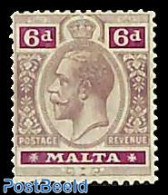 Malta 1914 6d Brownviolet/lila, Stamp Out Of Set, Unused (hinged) - Malte