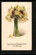 AK Blumen In Der Vase Zum Geburtstag  - Anniversaire