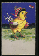 AK Osterküken Mit Korb Ostereier  - Ostern