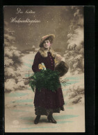 Foto-AK Amag Nr. 61943 /1: Junge Frau Mit Tannenzweigen Und Pelz Im Winter  - Photographs
