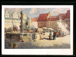 Künstler-AK Coburg, Marktplatz Am Markttag  - Coburg