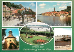 73615624 Lauenburg Elbe Bronzestatue Altstadt Panorama Elbblick Raddampfer Kaise - Lauenburg