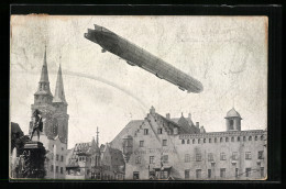 AK Nürnberg, Hauptmarkt, Zeppelin  - Dirigibili