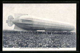 AK Echterdingen, Rückansicht Von Luftschiff Zeppelin Nach Der Landung 1908  - Aeronaves