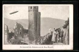 AK Rüdesheim, Ein Luftschiff - Zeppelin über Rüdesheim Mit Der Burg Ehrenfels  - Airships