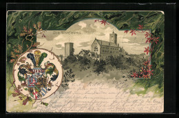 Passepartout-Lithographie Panoramablick Auf Die Wartburg, Wappen  - Autres & Non Classés