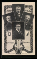 AK Zürich, Sängerfest 1905, Portraits Hegar, Attenhofer, Andreae U. Angerer, Wappen  - Altri & Non Classificati