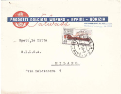 1956 L.25 OLIMPIADI CORTINA BUSTA PRODOTTI DOLCIARI GORIZIA - 1946-60: Poststempel