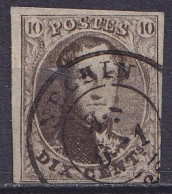 Belgique - N°10 - 10c Médaillon Allongé Oblit. NECHIN - 1858-1862 Medallions (9/12)