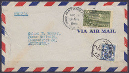 Cuba - Env. Par Avion Affr. 50c Cçd MATANZAS /SEP 11 1946 (année Inversée !) Pour Et Taxé 50c à ANTWERPEN - Càd ANTWERPE - Lettres & Documents