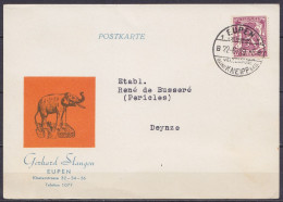 CP "Gerhard Slangen Eupen" (illustr. Éléphant) Affr. N°479 Càd "EUPEN /22-6-1939/ VILLEGIATURE / Bains KNEIPP Bad." Pour - 1935-1949 Small Seal Of The State
