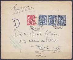 Env. Affr. N°423+3x426 Càd BRUGGE17-1-1941 Du Capitaine Herlant Pour PARIS XVII - Cachet Censure - 1935-1949 Small Seal Of The State