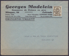 Env. Imprimé "G. Madelein - Poisson En Gros" Affr. PREO 10c Olive (type N°420) Surch. [Cor De Poste / 1939] Décalée Pour - Sobreimpresos 1936-51 (Sello Pequeno)