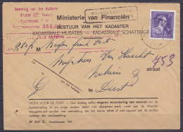 Env. "Ministerie Van Financiën / Bestuur Van Het Kadaster" Affr. N°693 Càd MOLENBEEK /2--9-1950 Pour Notaire à DIEST - G - 1936-1957 Collo Aperto