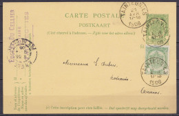 EP CP 5c Vert (type N°56) + N°56 Càd TAINTEGNIES /21 AVR 1906 Pour Notaire Dubus à ARRAS - Càd Arrivée ARRAS / PAS-DE-CA - Briefkaarten 1871-1909