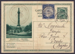 EP CP 35c Vert (type N°317) "Bruxelles Colonne Du Congrès" + Vignette F.I.D.A.C. Càd MONTIGNIES-SUR-SAMBRE /18 VIII 1930 - Briefkaarten 1909-1934