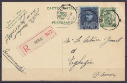 EP CP 35c Vert (type N°425) + N°320 Càd MOLL /26 III 1936 (Mol) Pour EGHEZEE En Recommandé - Cartoline 1934-1951