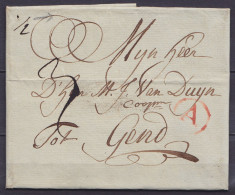 L. Datée 28 Juillet 1788 De ANTWERPEN Pour GEND - Marque "A" - Poids 1/2 (once) - Port "3" - 1714-1794 (Paises Bajos Austriacos)