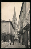 CPA Parthenay, La Grande Rue Et L`Eglise Saint Laurent  - Parthenay