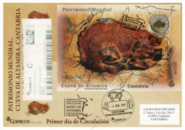 2015 Registered Cover. Prehistoric Rock Art Paintings Bison Of Altamita And Special Cancellations - Archéologie